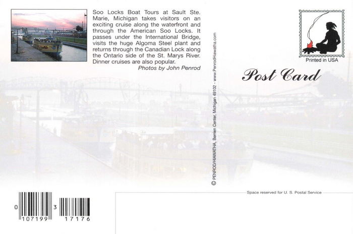 Soo Locks Boat Tours - Old Postcard (newer photo)